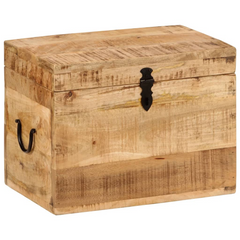 Antique-Style Storage Box 39x28x31 cm Solid Mango Wood – Natural Finish, Hinged Lid, Ample Storage Space