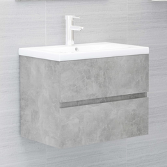 Sink Cabinet with Built-in Basin Concrete Grey – Modern Engineered Wood Bathroom Storage Solution