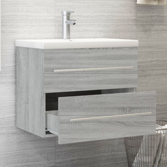 Grey Sonoma Sink Cabinet with Built-in Basin | Stylish & Durable Engineered Wood