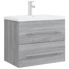 Grey Sonoma Sink Cabinet with Built-in Basin | Stylish & Durable Engineered Wood