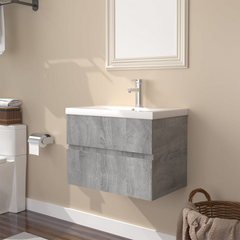 Elegant Grey Sonoma Sink Cabinet with Built-in Basin - Engineered Wood & Ceramic Construction