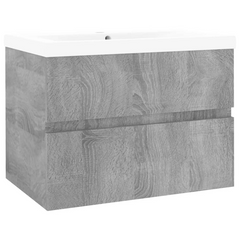 Elegant Grey Sonoma Sink Cabinet with Built-in Basin - Engineered Wood & Ceramic Construction