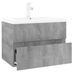 Elegant Grey Sonoma Sink Cabinet with Built-in Basin - Engineered Wood & Ceramic Construction