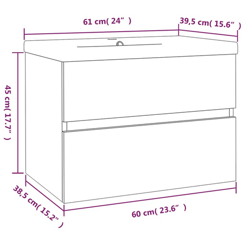 Elegant Grey Sonoma Sink Cabinet with Built-in Basin - Engineered Wood & Ceramic Construction