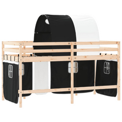 Kids' Loft Bed with Fun Tunnel - White & Black | Space-Saving Design | 80x200cm