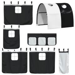 Kids' Loft Bed with Fun Tunnel - White & Black | Space-Saving Design | 80x200cm