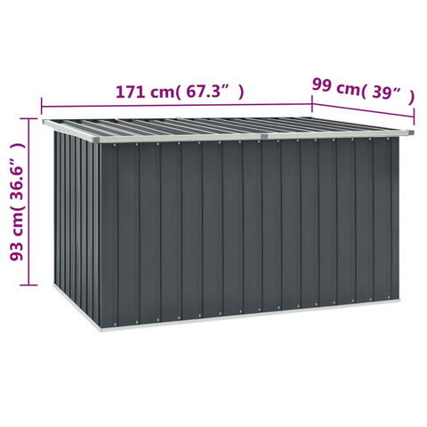 Grey Garden Storage Box 171x99x93 cm - Durable & Stylish Outdoor Chest