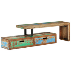 TV Stand Solid Wood Reclaimed - Antique-Styled Design for Your Living Room