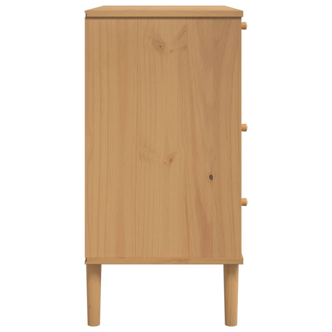 Drawer Cabinet SENJA Rattan Look Brown 80x40x80 cm Solid Wood Pine