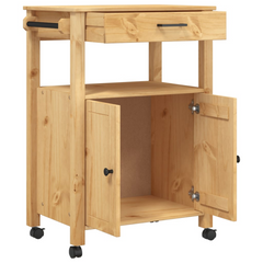 Kitchen Trolley 60x40x90 cm | Solid Pine Wood, Vintage Style, Ample Storage & Easy Mobility