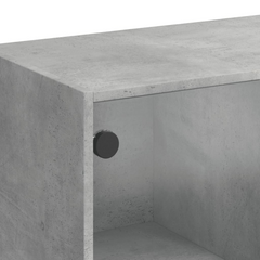 Side Cabinet with Glass Doors - Modern Concrete Grey Storage Unit, 68x37x75.5 cm