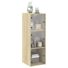 Sonoma Oak Wall Cabinet with Glass Doors - 35x37x100 cm | Elegant & Durable Storage Solution