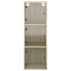 Sonoma Oak Wall Cabinet with Glass Doors - 35x37x100 cm | Elegant & Durable Storage Solution