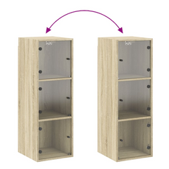 Sonoma Oak Wall Cabinet with Glass Doors - 35x37x100 cm | Elegant & Durable Storage Solution