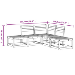 Elegant 5 Piece Garden Sofa Set in Solid Douglas Wood - Durable & Comfortable Outdoor Seating