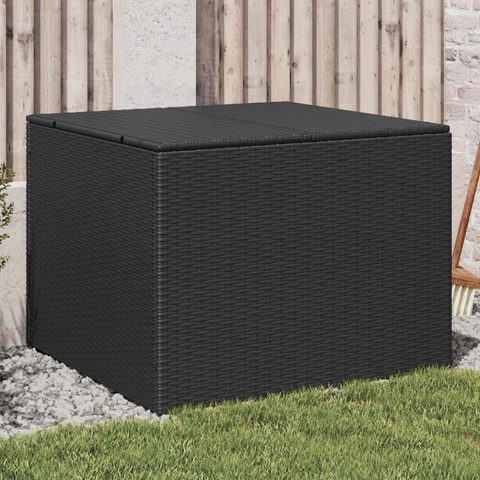 291L Black Poly Rattan Garden Storage Box - Weather-Resistant, Durable Outdoor Patio Solution