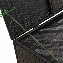 291L Black Poly Rattan Garden Storage Box - Weather-Resistant, Durable Outdoor Patio Solution