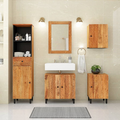 Solid Acacia Wood Bathroom Cabinet 38x33x160 cm - Durable & Elegant Storage Solution for Modern Bathrooms