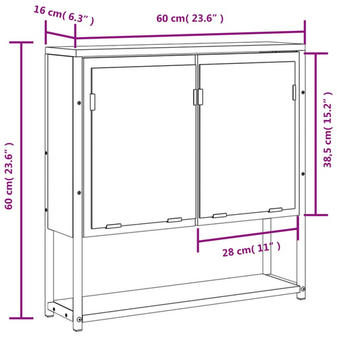 Bathroom Mirror Cabinet Sonoma Oak 60x16x60 cm Engineered Wood