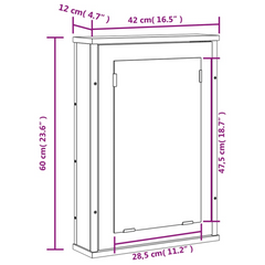 Bathroom Mirror Cabinet Brown Oak 42x12x60 cm Engineered Wood