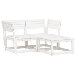 3 Piece Garden Sofa Set in White | Solid Pine Wood Outdoor Furniture