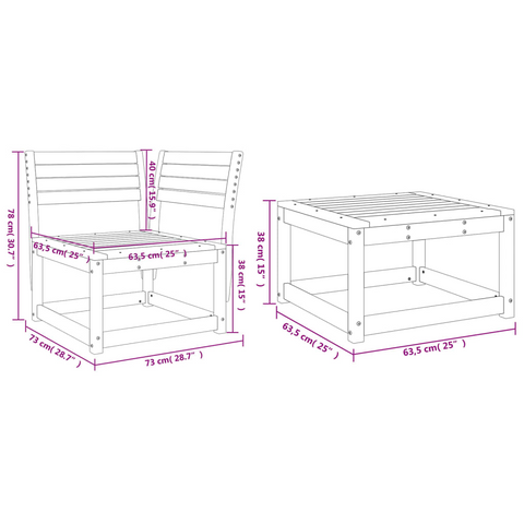 3 Piece Garden Sofa Set in White | Solid Pine Wood Outdoor Furniture