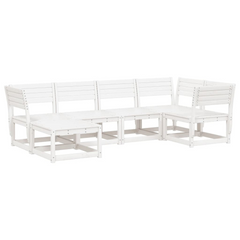 6 Piece Garden Sofa Set - White Solid Wood Pine - Outdoor Furniture