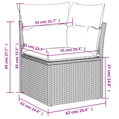 Elegant 10 Piece Garden Sofa Set with Cushions, Beige Poly Rattan