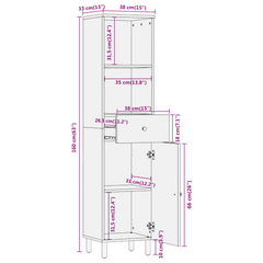 Solid Mango Wood Bathroom Cabinet - 38x33x160 cm | Elegant & Durable Storage Solution