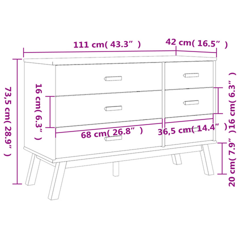 Drawer Cabinet OLDEN Brown Solid Wood Pine