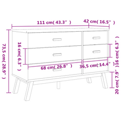 Drawer Cabinet OLDEN Brown Solid Wood Pine