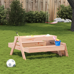 vidaXL Picnic Table with Sandpit for Kids | Solid Wood Douglas | Durable & Versatile