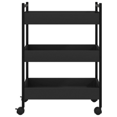 Black Kitchen Trolley - Versatile 50x30x70 cm Engineered Wood Storage Cart on Wheels