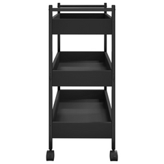 Black Kitchen Trolley - Versatile 50x30x70 cm Engineered Wood Storage Cart on Wheels