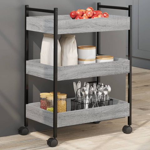 Grey Sonoma Kitchen Trolley - 50x30x70 cm, Engineered Wood with Steel Frame