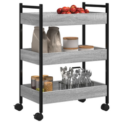 Grey Sonoma Kitchen Trolley - 50x30x70 cm, Engineered Wood with Steel Frame