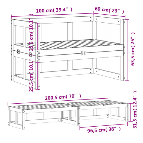 Extendable Solid Wood Garden Sofa Bench - Douglas Wood, Durable & Comfortable Outdoor Seating