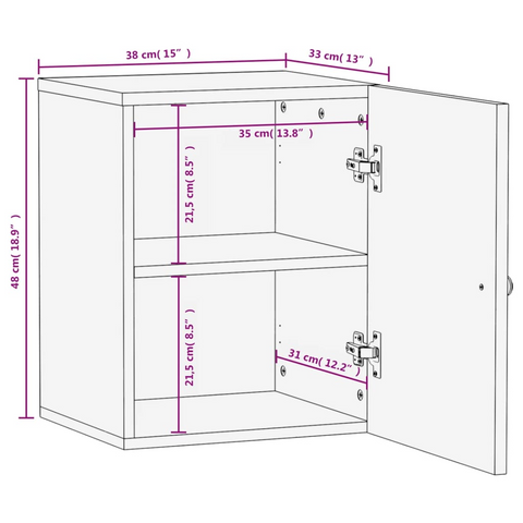 Black Solid Wood Mango Bathroom Wall Cabinet - 38x33x48 cm | Elegant & Space-Saving Storage Solution