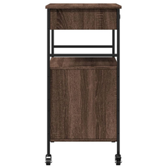 Brown Oak Kitchen Trolley 56x43x89.5 cm - Durable Engineered Wood with Steel Frame, Ample Storage & Easy Mobility