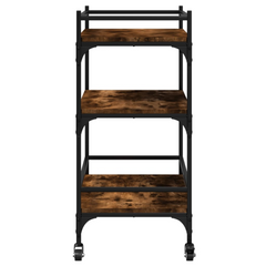 Kitchen Trolley - Smoked Oak, 65x40x86.5 cm, Engineered Wood & Steel Frame, Mobile Food Storage Cart