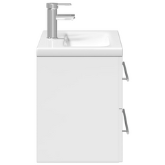 High Gloss White Bathroom Sink Cabinet with Built-in Ceramic Basin - Wall-Mounted, Ample Storage, Easy to Clean