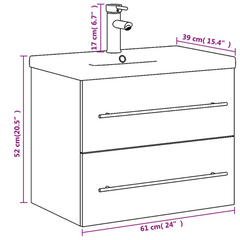 High Gloss White Bathroom Sink Cabinet with Built-in Ceramic Basin - Wall-Mounted, Ample Storage, Easy to Clean