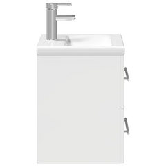 High Gloss White Bathroom Sink Cabinet with Built-in Ceramic Basin & Faucet - Modern Wall-Mounted Vanity Unit