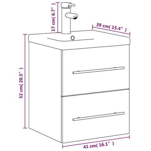 High Gloss White Bathroom Sink Cabinet with Built-in Ceramic Basin & Faucet - Modern Wall-Mounted Vanity Unit