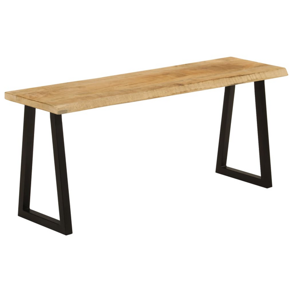 Solid Wood Mango Bench with Live Edge - 105 cm | Industrial U-Shaped Legs | Versatile Dining & Hallway Seating