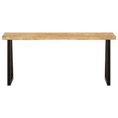 Solid Wood Mango Bench with Live Edge - 105 cm | Industrial U-Shaped Legs | Versatile Dining & Hallway Seating