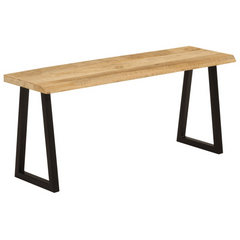 Solid Wood Mango Bench with Live Edge - 105 cm | Industrial U-Shaped Legs | Versatile Dining & Hallway Seating