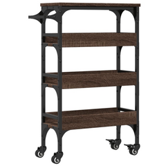 Brown Oak Kitchen Trolley - 53x20x76 cm Engineered Wood | Stylish & Functional Storage Solution