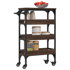 Brown Oak Kitchen Trolley - 53x20x76 cm Engineered Wood | Stylish & Functional Storage Solution