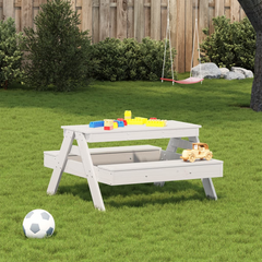 vidaXL Kids Picnic Table - White 88x97x52 cm - Solid Pine Wood - Outdoor & Indoor Play, Dining, & Activity Table - Ages 2-8 - Easy Assembly